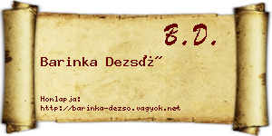 Barinka Dezső névjegykártya